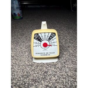 Vintage Taylor Refrigerator & Freezer Thermometer• Yellow •  Tested • 1950s